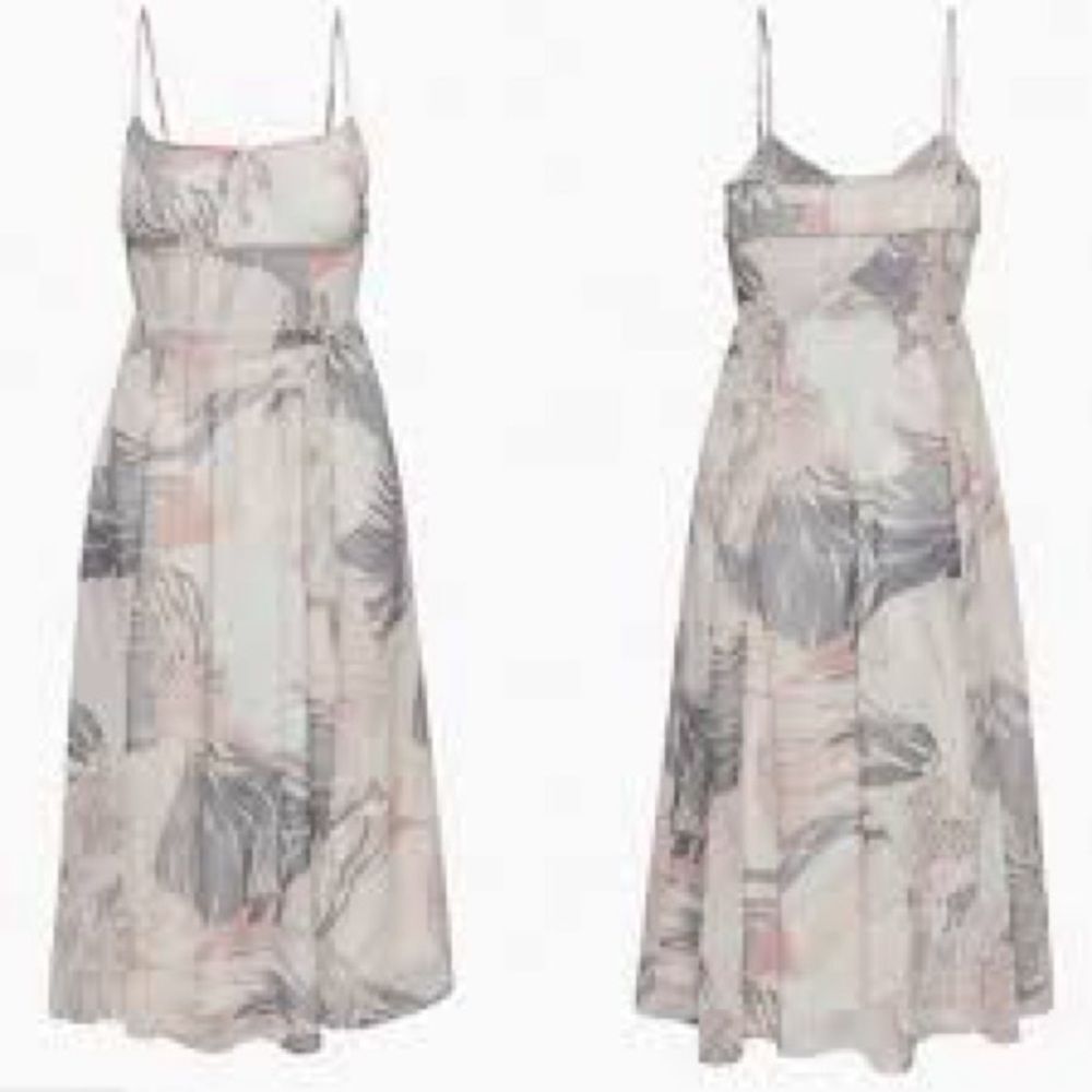 Wilfred Genoa Pink, Purple Floral Spaghetti Strap Smocked Midi Dress Size Small